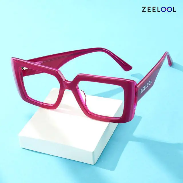 Alt view image 5 of 5 - Zeelool Blue Light Blocking Glasses for Women, Rectangle Glasses Frame Eyeglasses with Clear Lenses Anti Eyestrain & UV from Computer/TV/Phone ZJGA838378-02B