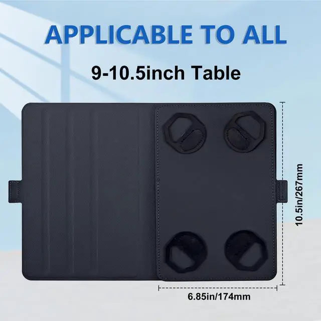 Alt view image 2 of 5 - Universal Tablet Case 10.1 Inch Android Tablet Cover 360-Degree Rotation Viewing Stand Folio PU Leather Covers for All Kinds of 9-10.5 Inch Android/iOS/Windows Tablets Cases,Black Red Mushrooms