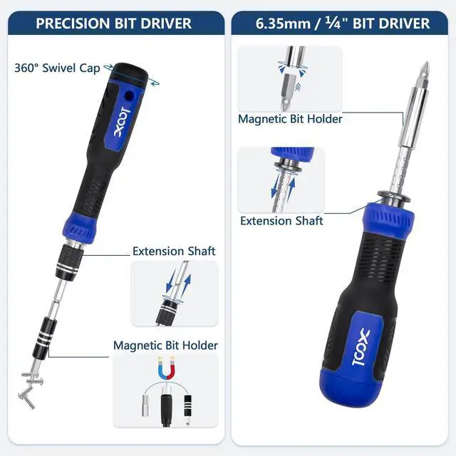 Alt view image 5 of 5 - XOOL 200 in 1 Precision Screwdriver Kit, Electronics Repair Tool Magnetic Driver Kit with 164 Bits, Flexible Shaft, Extension Rod for Computer, iPhone, Laptop, PC, PS4, Xbox, Nintendo