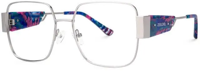 Alt view image 2 of 5 - Zeelool Metal Square Glasses Frame for Women Blue Light Blocking Glasses Anti Eyestrain Glasses ZJGM107636-02 Silver