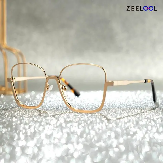 Alt view image 2 of 5 - Zeelool Stylish Oversized Metal Square Blue Light Blocking Glasses for Women Computer Glasses Malidy ZJGM743257-01 Gold