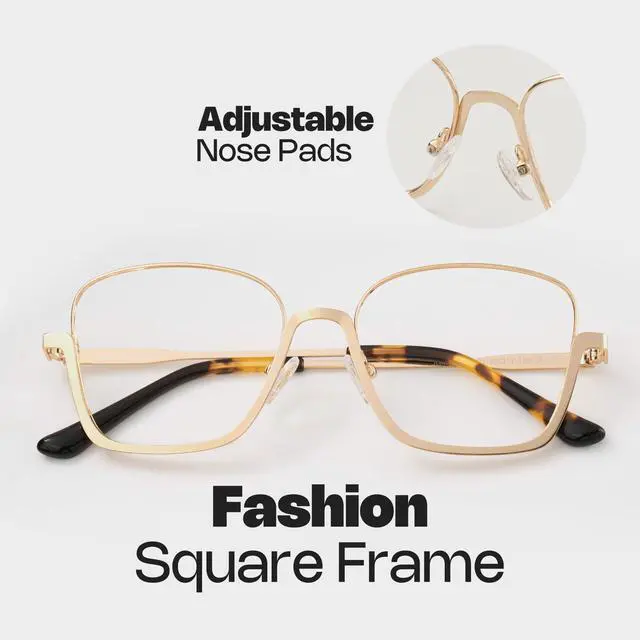 Alt view image 5 of 5 - Zeelool Stylish Oversized Metal Square Blue Light Blocking Glasses for Women Computer Glasses Malidy ZJGM743257-01 Gold