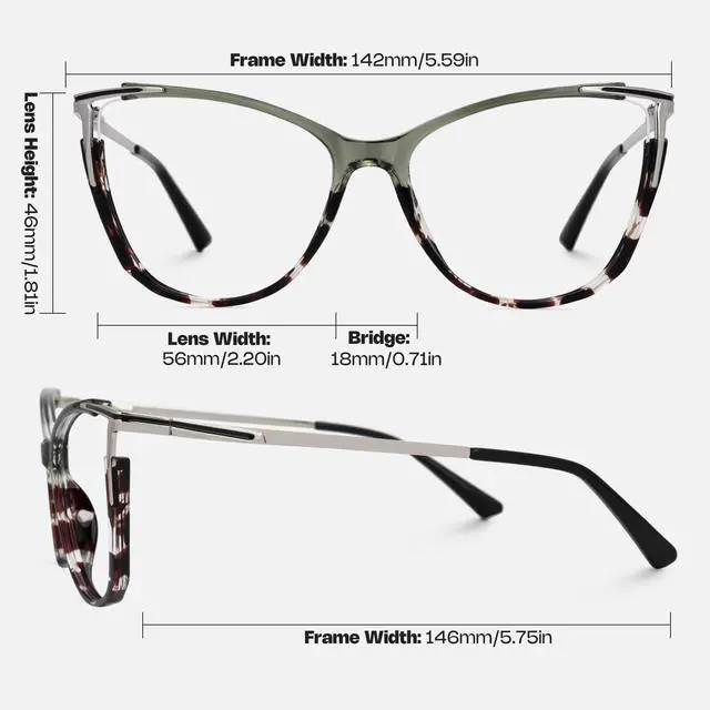 Alt view image 5 of 5 - Zeelool Blue Light Blocking Glasses, Cat Eye Glasses Frame for Women Eyeglasses with Non-prescription Clear Lenses ZJGX368841-13B