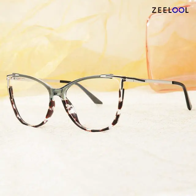 Alt view image 3 of 5 - Zeelool Blue Light Blocking Glasses, Cat Eye Glasses Frame for Women Eyeglasses with Non-prescription Clear Lenses ZJGX368841-13B