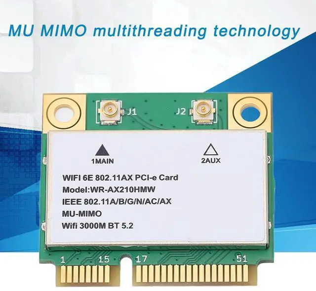 Alt view image 2 of 5 - AX210HMW Card, 6E 5G Triple Band Gigabit 6GHz Band PCB Net Card, with Mini PCIE Port, BT5.2 Lightweight Card, Only for WIN10 (64bit)