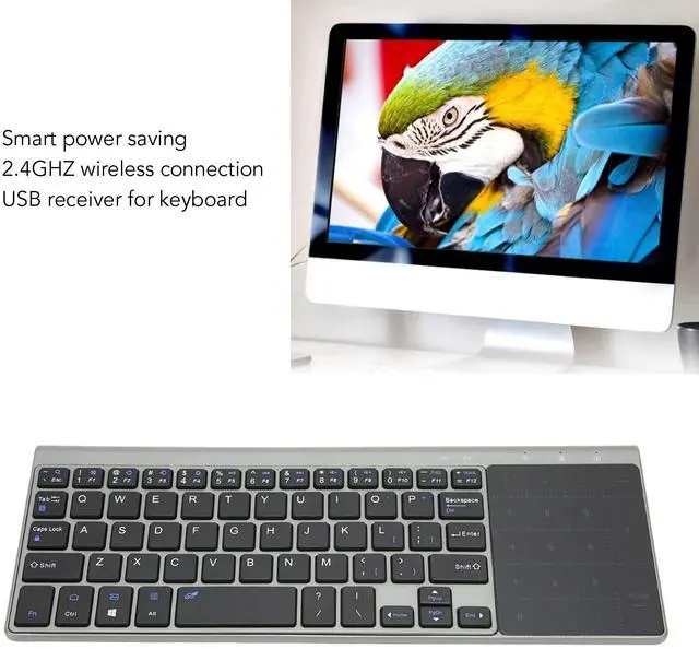 Alt view image 3 of 5 - Zyyini Wireless Keyboard with Touchpad, 2 in 1 Portable Computer Keyboard with Numeric Keypad,QWERTY Layout, for Notebooks, Computers
