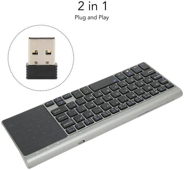 Alt view image 4 of 5 - Zyyini Wireless Keyboard with Touchpad, 2 in 1 Portable Computer Keyboard with Numeric Keypad,QWERTY Layout, for Notebooks, Computers