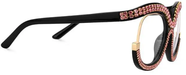 Alt view image 5 of 5 - Zeelool Stylish Square Glasses Diamond-Encrusted Glasses Blue Light Blocking Glasses Anti Eyestrain Glasses Oversized ZJGX095217 Pink