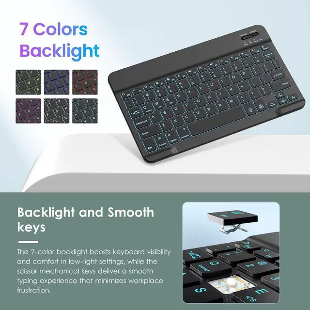 Alt view image 3 of 5 - VIKESI Keyboard Case for iPad (A16,2025) 11th Generation/iPad 10th Generation Case (10.9" 2022),Premium Leather Smart Cover,Built-in Breathing Light,Function Row,Pencil Holder,Card Slots - Green