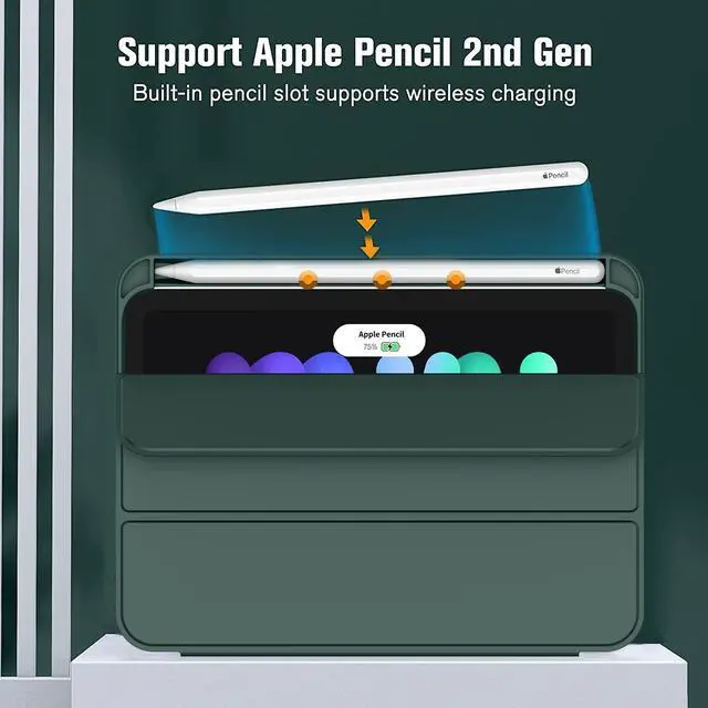 Alt view image 2 of 5 - ZryXal for iPad Mini 7 Case A17 Pro 2024/iPad Mini 6 Case 2021 8.3 Inch with Pencil Holder, iPad Mini 7th/6th Generation Case with Soft TPU Back and Auto Sleep/Wake, Midnight Green