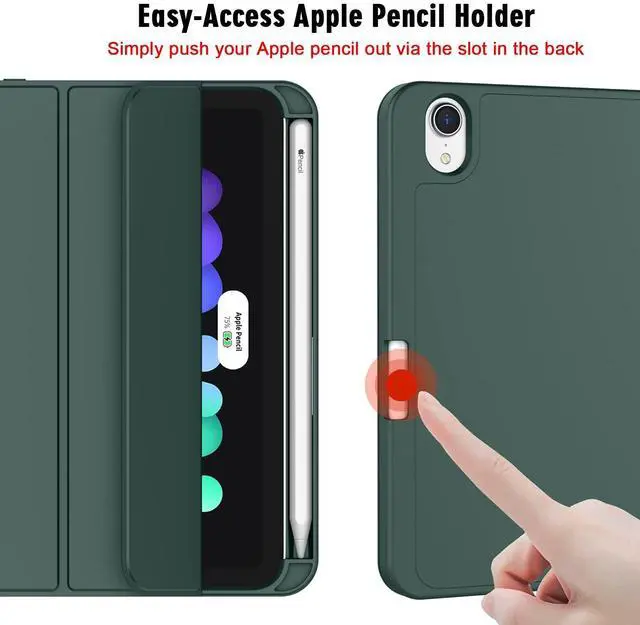 Alt view image 3 of 5 - ZryXal for iPad Mini 7 Case A17 Pro 2024/iPad Mini 6 Case 2021 8.3 Inch with Pencil Holder, iPad Mini 7th/6th Generation Case with Soft TPU Back and Auto Sleep/Wake, Midnight Green