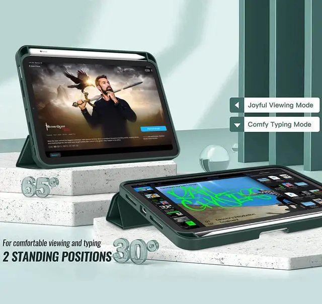 Alt view image 4 of 5 - ZryXal for iPad Mini 7 Case A17 Pro 2024/iPad Mini 6 Case 2021 8.3 Inch with Pencil Holder, iPad Mini 7th/6th Generation Case with Soft TPU Back and Auto Sleep/Wake, Midnight Green