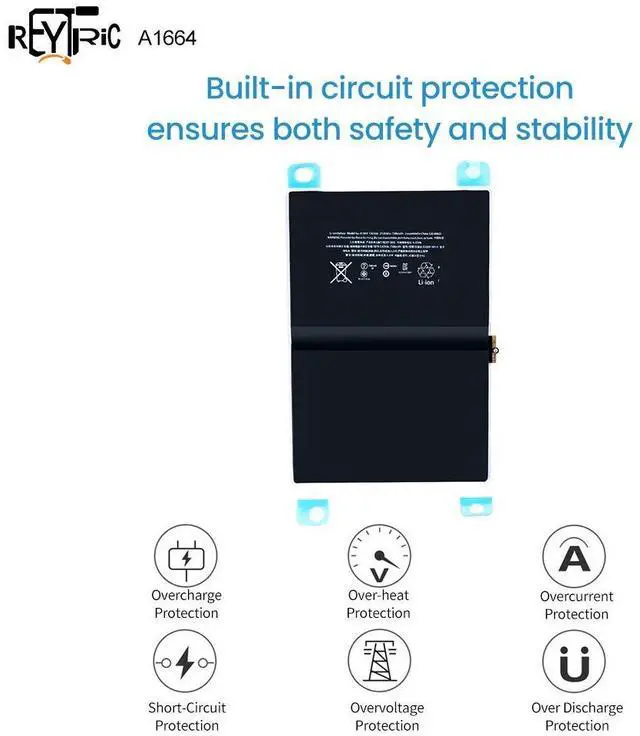 Alt view image 4 of 5 - REYTRIC A1664 Battery Compatible iPad Pro 9.7 2016 Edition A1673 A1674 A1675 with Installation Tools 3.82V 7306mAh 27.91Whr