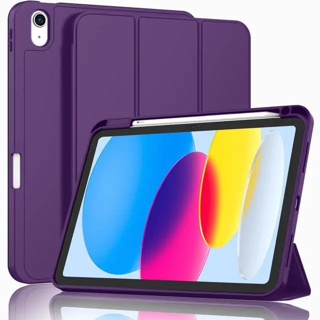 Main image of ZryXal iPad (A16) Case/iPad 10th Generation Case [11-Inch 2025/10.9 Inch 2022] with Pencil Holder, Smart Cover with Soft TPU Back [Support Auto Wake/Sleep] (Dark Purple)