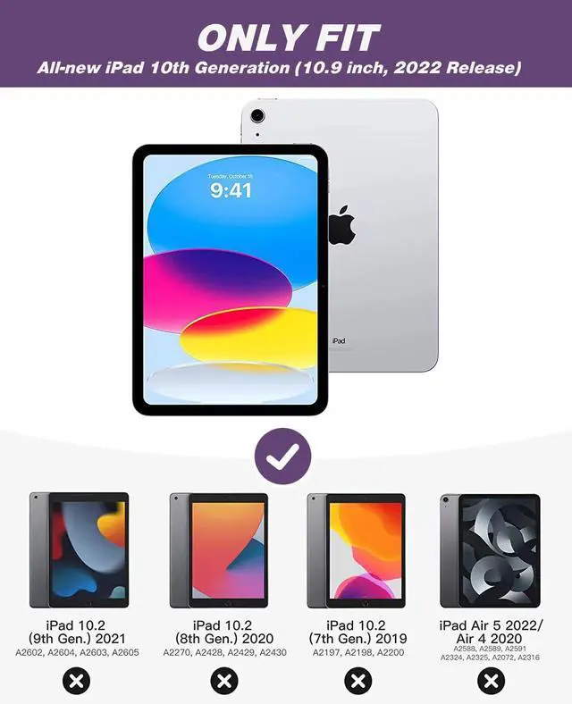 Alt view image 2 of 5 - ZryXal iPad (A16) Case/iPad 10th Generation Case [11-Inch 2025/10.9 Inch 2022] with Pencil Holder, Smart Cover with Soft TPU Back [Support Auto Wake/Sleep] (Dark Purple)