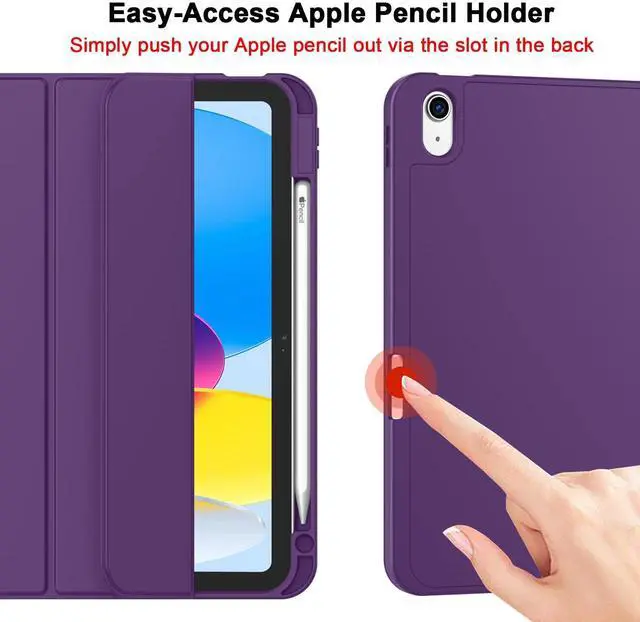 Alt view image 3 of 5 - ZryXal iPad (A16) Case/iPad 10th Generation Case [11-Inch 2025/10.9 Inch 2022] with Pencil Holder, Smart Cover with Soft TPU Back [Support Auto Wake/Sleep] (Dark Purple)