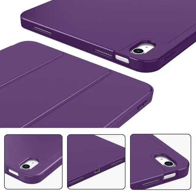Alt view image 4 of 5 - ZryXal iPad (A16) Case/iPad 10th Generation Case [11-Inch 2025/10.9 Inch 2022] with Pencil Holder, Smart Cover with Soft TPU Back [Support Auto Wake/Sleep] (Dark Purple)