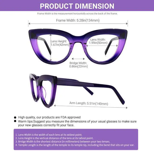 Alt view image 5 of 5 - VOOGLAM Cateye Blue Light Glasses for Women Cute Computer Office with Trending Frame Glasses Purple Pastora GWA849536-02