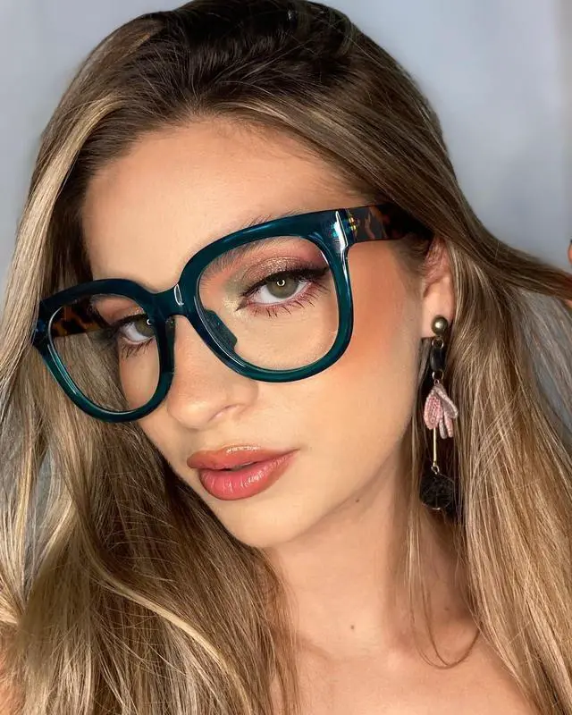 Alt view image 2 of 5 - VOOGLAM Oversized Square Eyeglasses Green for Women Blue Light Block Vernetta-9594-01