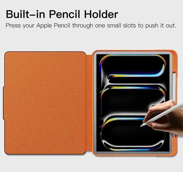 Alt view image 3 of 5 - ZtotopCases for New iPad Pro 13 Inch Case 7th Gen M4(2024)/ Pro 12.9 Inch 6th/5th/4th Generation 2022/2021/2020, [6 Magnetic Stand Angles] Protective Cover with Pencil Holder, Auto Wake/Sleep, Orange