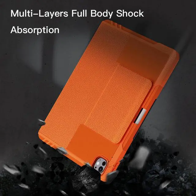 Alt view image 4 of 5 - ZtotopCases for New iPad Pro 13 Inch Case 7th Gen M4(2024)/ Pro 12.9 Inch 6th/5th/4th Generation 2022/2021/2020, [6 Magnetic Stand Angles] Protective Cover with Pencil Holder, Auto Wake/Sleep, Orange