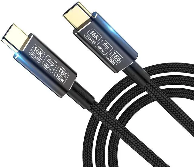 Main image of usb c to usb c cable 3.3ft Compatible with Thunderbolt 5 cable,Thunderbolt 4/3,80 Gbps usb c data transfer cable,USB 5 Cable, Supports 16K/Dual 8K usb c video cable, 240W Charging usb-c monitor cable