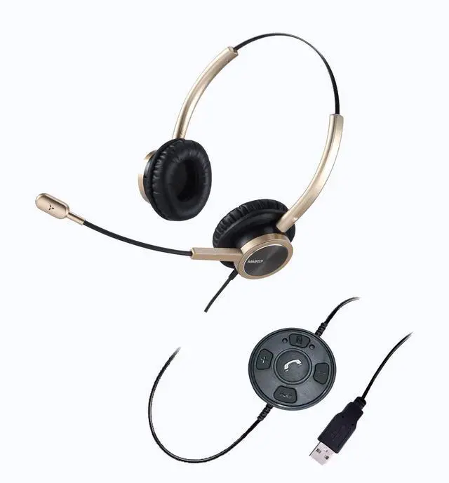Main image of USB Headset with Microphone Noise Canceling, Binaural PC Headphone with Call Reminding and Busy Light Indicator for Home Office Business Softphone Skype Chat, Pro Mic for Voice Recognition