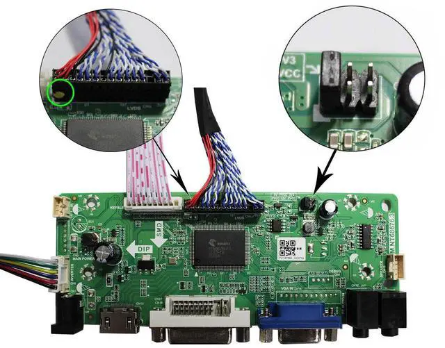 Alt view image 4 of 5 - VSDISPLAY VGA DVI Audio LCD Controller Board for 21.5" 23.8" 1920x1080 30Pin LCD Screen T215HVN01.0 M215HW03 V1 V2 M215HGE-L23 M215HTN01.1 LM238WF5-SSA1 LM238WF1-SLE3