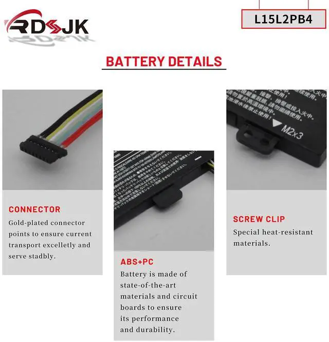 Alt view image 5 of 5 - L15L2PB4 L15L2PB5 Laptop Battery for Lenovo IdeaPad 310-15ISK 310-15IKB 310-15ABR 310-15IAP 310 Touch-15IKB/15ISK 510-15ISK 510-15IKB L15C2PB5 L15M2PB5 L15M2PB3 L15C2PB3 L15C2PB7 L15S2TB0 7.6V 30Wh