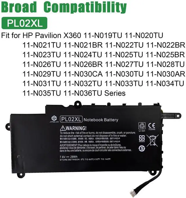Alt view image 5 of 5 - JIAZIJIA PL02XL 751875-001 Laptop Battery Replacement for HP Pavilion X360 11-N019TU 11-N020TU 11-N021TU 11-N021BR 11-N022TU 11-N022BR 11-N023TU 11-N024TU Series 751681-421 HSTNN-LB6B 7.6V 29Wh