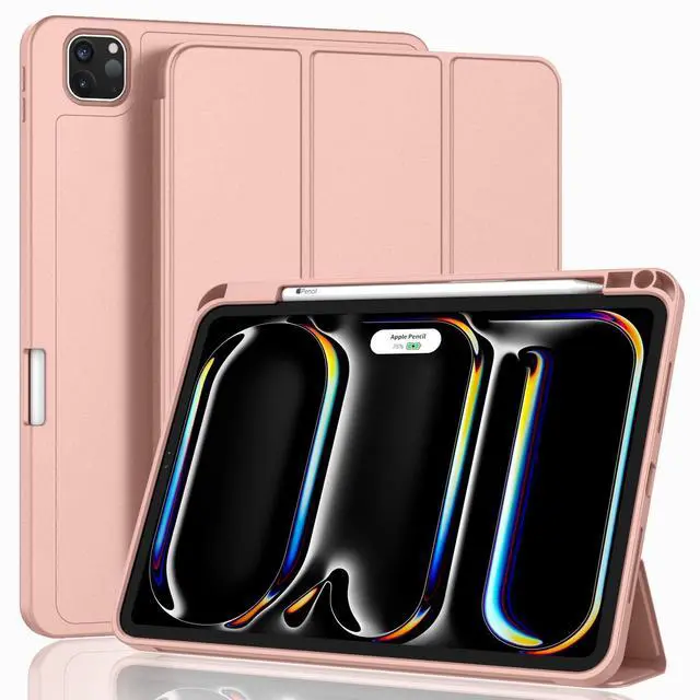 Main image of ZryXal iPad Pro 11 Inch Case M4 (5th Gen) with Pencil Holder, Smart Case for iPad Pro 11 Inch 2024, Supports Pencil Pro, Touch ID, Auto Wake/Sleep (Rose Gold)