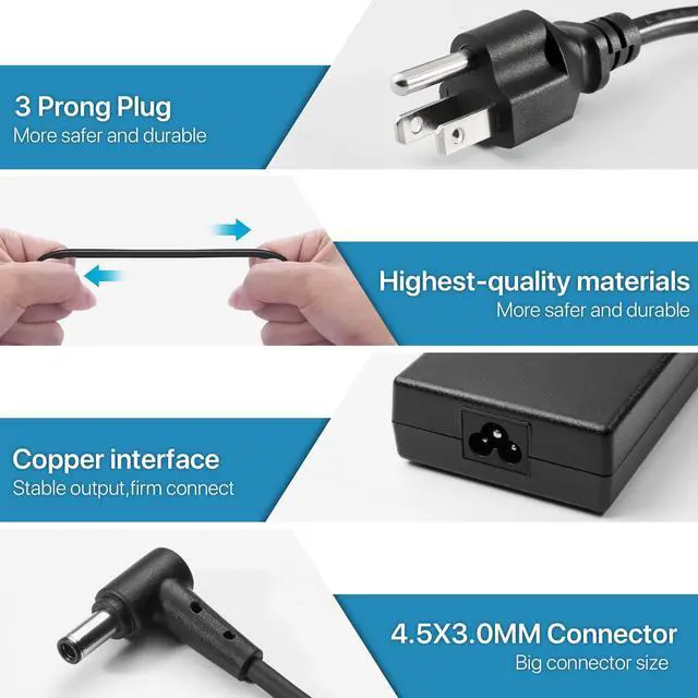 Alt view image 3 of 5 - HNHTKJ 180W Charger Fit for MSI Katana GF66 GF76, Pulse GL66 GL76 WF66 WF76, GV15 Thin, A17-180P4B A18-150P1A 957-15621P-104 Power Adapter Supply Cord