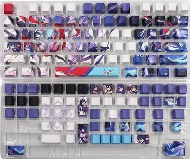 Alt view image 3 of 5 - Benemate Honkai Seele Keycaps, 108 + 27 Backlit keycap Set, 5-Side Dye-Sublimation PBT Keycaps, Cherry Profile Custom Keycaps for DIY Cherry MX Mechanical Gaming Keyboards