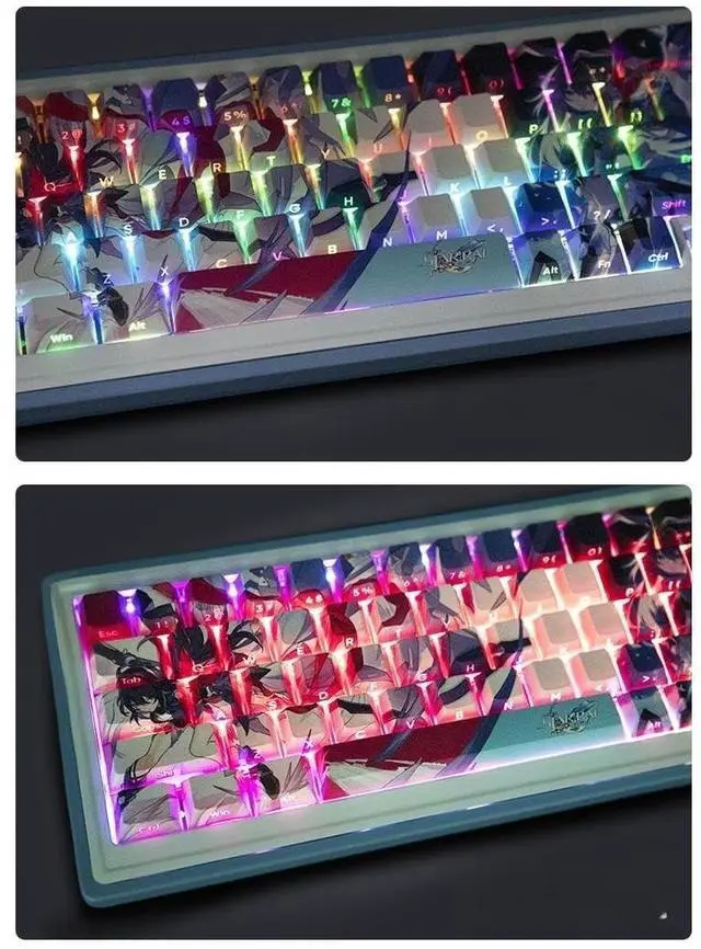 Alt view image 4 of 5 - Benemate Honkai Seele Keycaps, 108 + 27 Backlit keycap Set, 5-Side Dye-Sublimation PBT Keycaps, Cherry Profile Custom Keycaps for DIY Cherry MX Mechanical Gaming Keyboards
