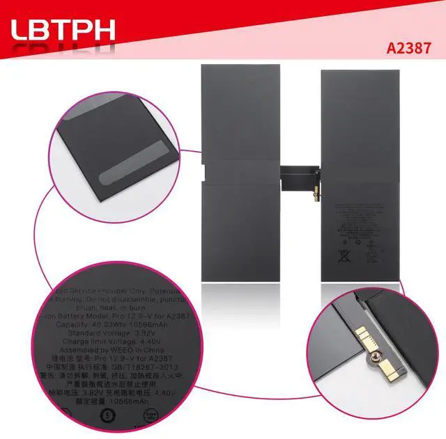 Alt view image 4 of 5 - LBTPH A2387 Battery Replacement Compatible for iPad Pro 12.9 2021, for iPad Pro 5th Gen 12.9 2021 A2378 A2379 A2461 A2462 MHNK3LL/A MHNH3LL/A 3.82V 40.11Wh/10500mAh