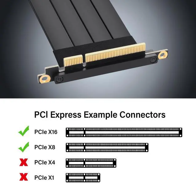 Alt view image 3 of 5 - SinLoon PCIe 3.0 X8 Extension Cable PCI-E 8X Male to Female Riser Cable 25CM (90 Degree M/F)
