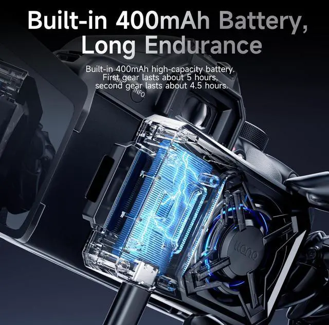 Alt view image 3 of 5 - llano Camera Cooling Fan, High Performance Camera Fan with Type-C Charging Port, Professional Camera External Cooler for Sony/Canon/Fujifilm/Nikon Video Recording Live Streaming Cooling, Black