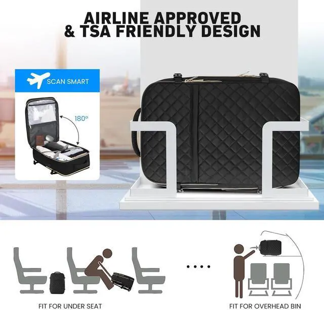 Alt view image 4 of 5 - WINDARS Travel Backpack for Women, Flight Approved Carry On Backpack, Large 40L Suitcase Backpacks Waterproof Luggage Bag Weekender Daypack Fit 17 Inch Laptop, Black