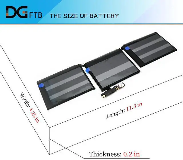 Alt view image 3 of 5 - DGTEC A2171 Laptop Battery for Apple MacBook Touch Pro 13" A2159 Mid 2019 EMC 3301 MUHN2LL/A MUHP2LL/A MUHQ2LL/A MUHR2LL/A MUHR2LL/B MacBook Pro 13 Inch Two Thunderbolt 3 Ports A2159 (11.41V 58.2Wh)