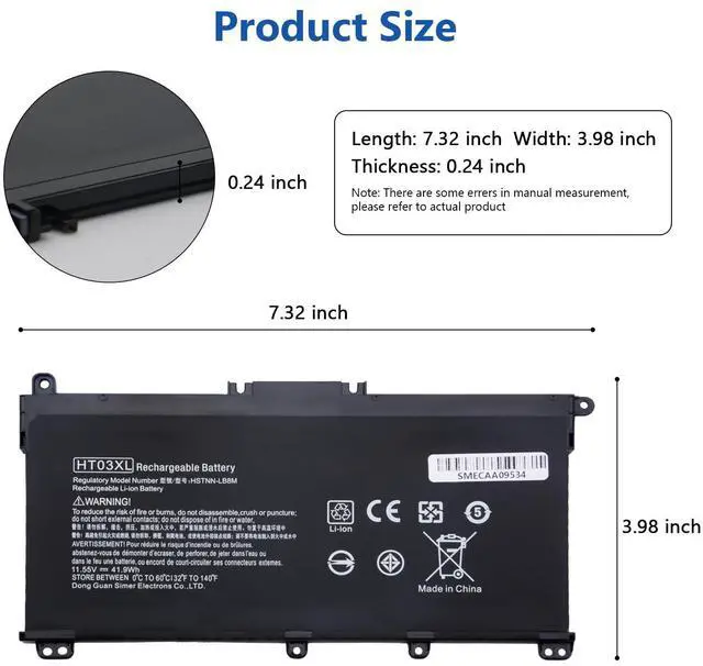 Alt view image 2 of 5 - DJW HT03XL Laptop Battery for HP L11119-855 14M-DH1003DX 14M-DH0003DX HP Pavilion 14-CE 14-CF 14-DF 15-CS 15-DA 15-DB 15-DW 17-by 17-CA 15T-DA000 15-DA0014DX 15T-CS200 15-CW1XXX 15T-CS300 LPD1071