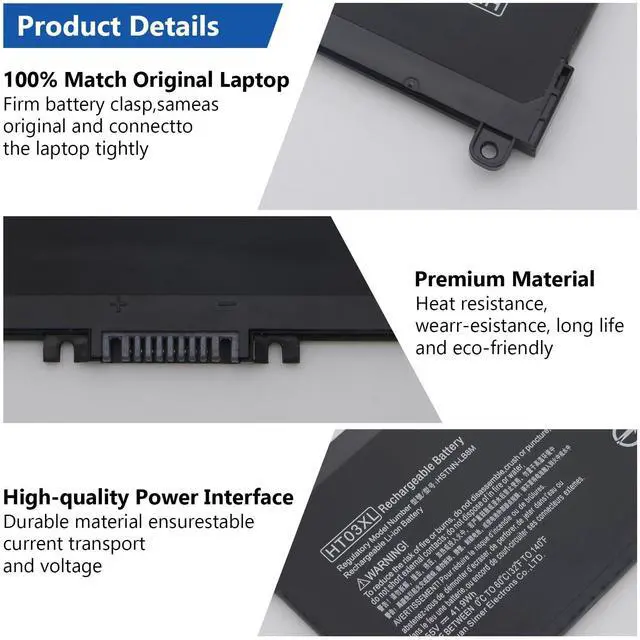 Alt view image 4 of 5 - DJW HT03XL Laptop Battery for HP L11119-855 14M-DH1003DX 14M-DH0003DX HP Pavilion 14-CE 14-CF 14-DF 15-CS 15-DA 15-DB 15-DW 17-by 17-CA 15T-DA000 15-DA0014DX 15T-CS200 15-CW1XXX 15T-CS300 LPD1071
