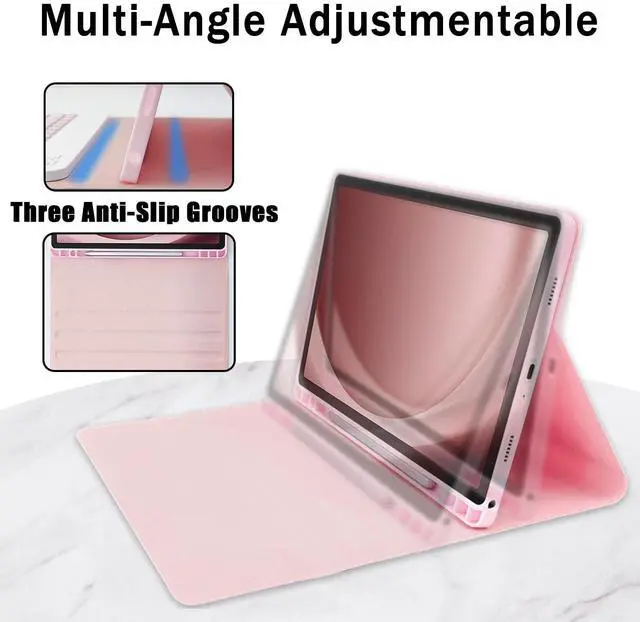 Alt view image 4 of 5 - XCHYTECHER Keyboard Case for Samsung Galaxy Tab A9 Plus 11.0 inch (SM-X210/X215/X216/X218),Rechargable Detachable Keyboard with Type-C Charging Port Cover for Tablet A9+ 2023 5G (Pink)