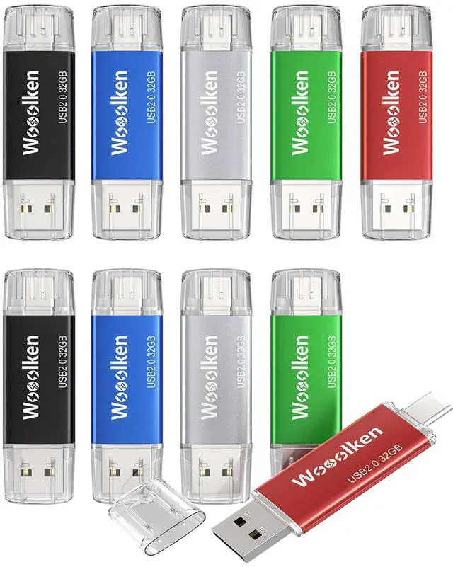Main image of USB C Flash Drive 16GB 10 Pack, Wooolken Type-C Flash Drive + USB 2.0 Thumb Drive OTG Memory Stick Compatible with iPhone 16/15, Android Smartphone/Tablets/Computers