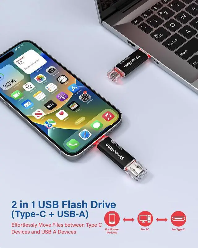 Alt view image 2 of 5 - USB C Flash Drive 16GB 10 Pack, Wooolken Type-C Flash Drive + USB 2.0 Thumb Drive OTG Memory Stick Compatible with iPhone 16/15, Android Smartphone/Tablets/Computers