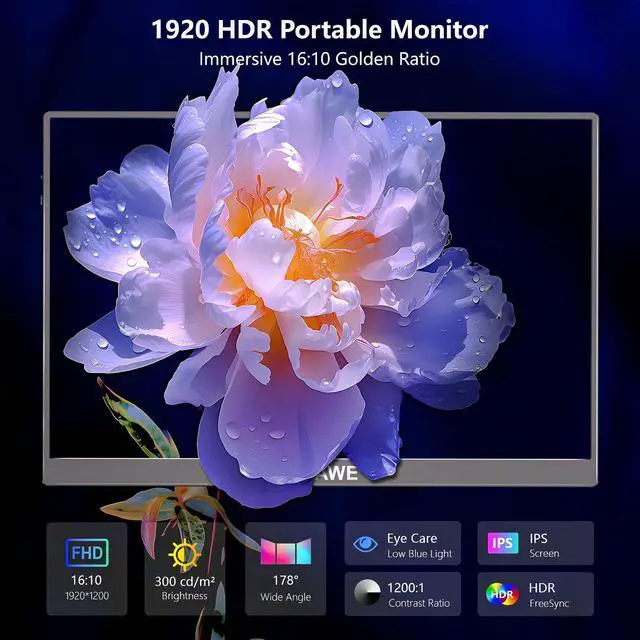 Alt view image 2 of 5 - WUAWE 16'' Portable Monitor with Built-in Stand