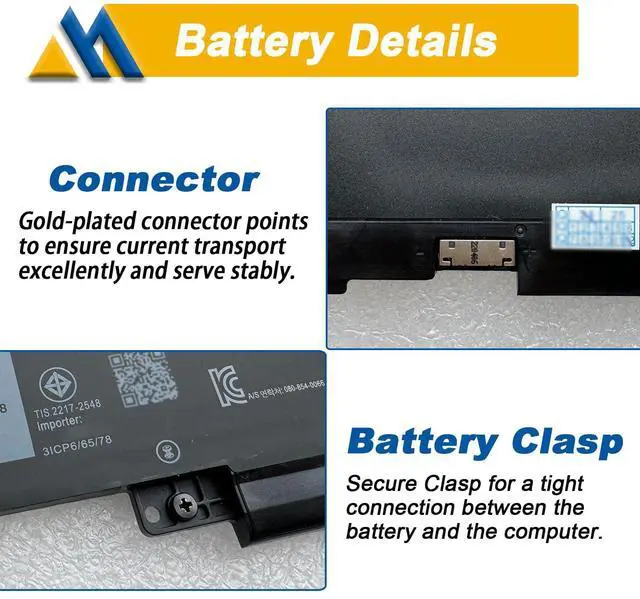Alt view image 4 of 5 - Mobik 57Wh WW8N8 Laptop Battery Replacement for Dell Latitude 7340 7350 7440 7450 7640 7650 Series Notebook 086D0Y 86D0Y 00HYH8 FH97R 0HYH8 0CTJJ6 66DWX 047T0 0047T0 11.4V 4878mAh