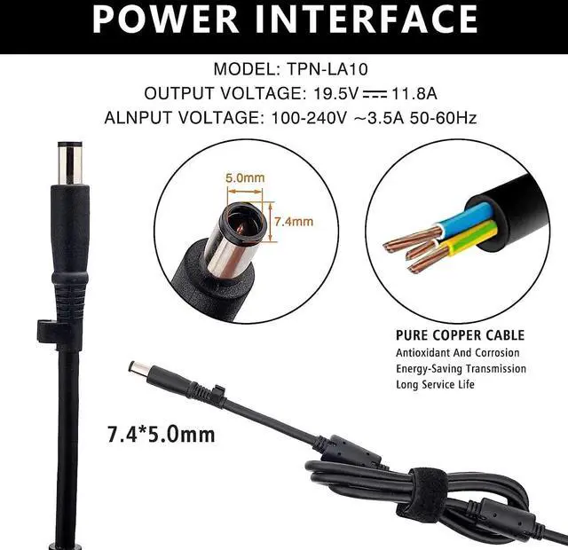 Alt view image 5 of 5 - 230W AC Power Adapter Charger Fit for HP Envy Omen ELITEBOOK ZBOOK 924942-001 925141-850 PA-1231-08HT HP17-AN012DX 19.5V 11.8A Laptop Power Supply