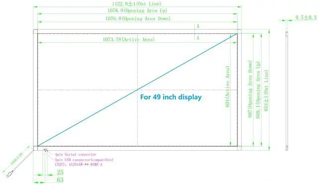 Alt view image 3 of 5 - Deyowo 49 Inch Interactive 10 Points Infrared IR Touch Screen Overlay Frame Free Driver