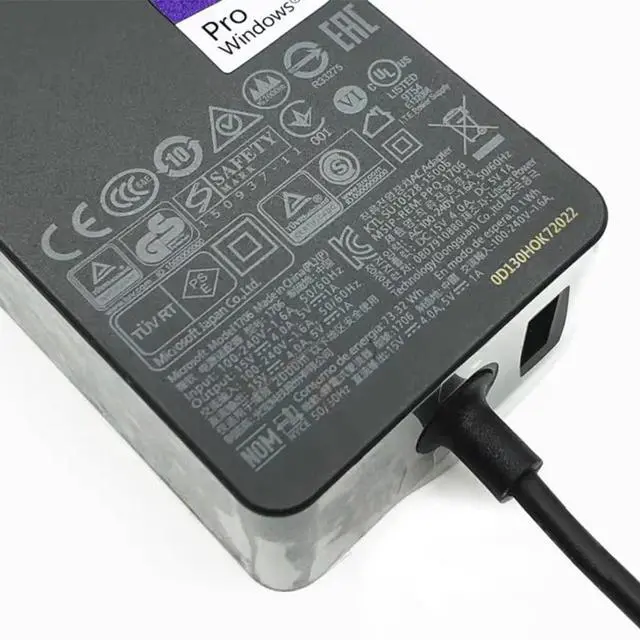 Alt view image 4 of 5 - 65W Surface Pro Charger for Microsoft Surface Pro 9 8 3 7 6 5 4,Surface pro X 1796 1769 1800 Laptop Adapter Power Cord