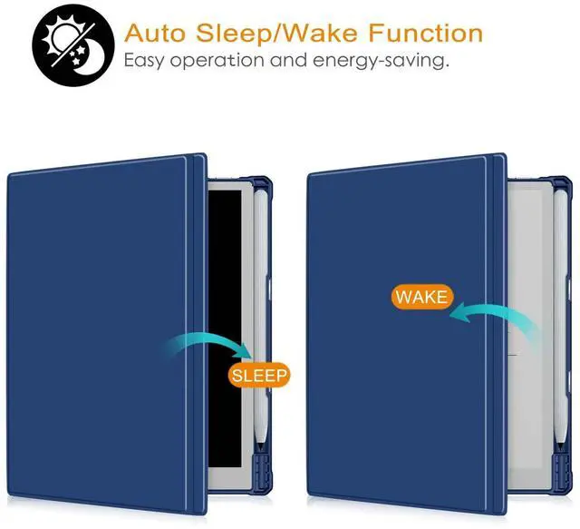 Alt view image 3 of 5 - Xuanbeier Case Compatible with BOOX Tablet Go 10.3 ePaper E Ink Tablet,Hard Transparent Back Protective Cover with Pen Holder,Auto Wake/Sleep,Navy
